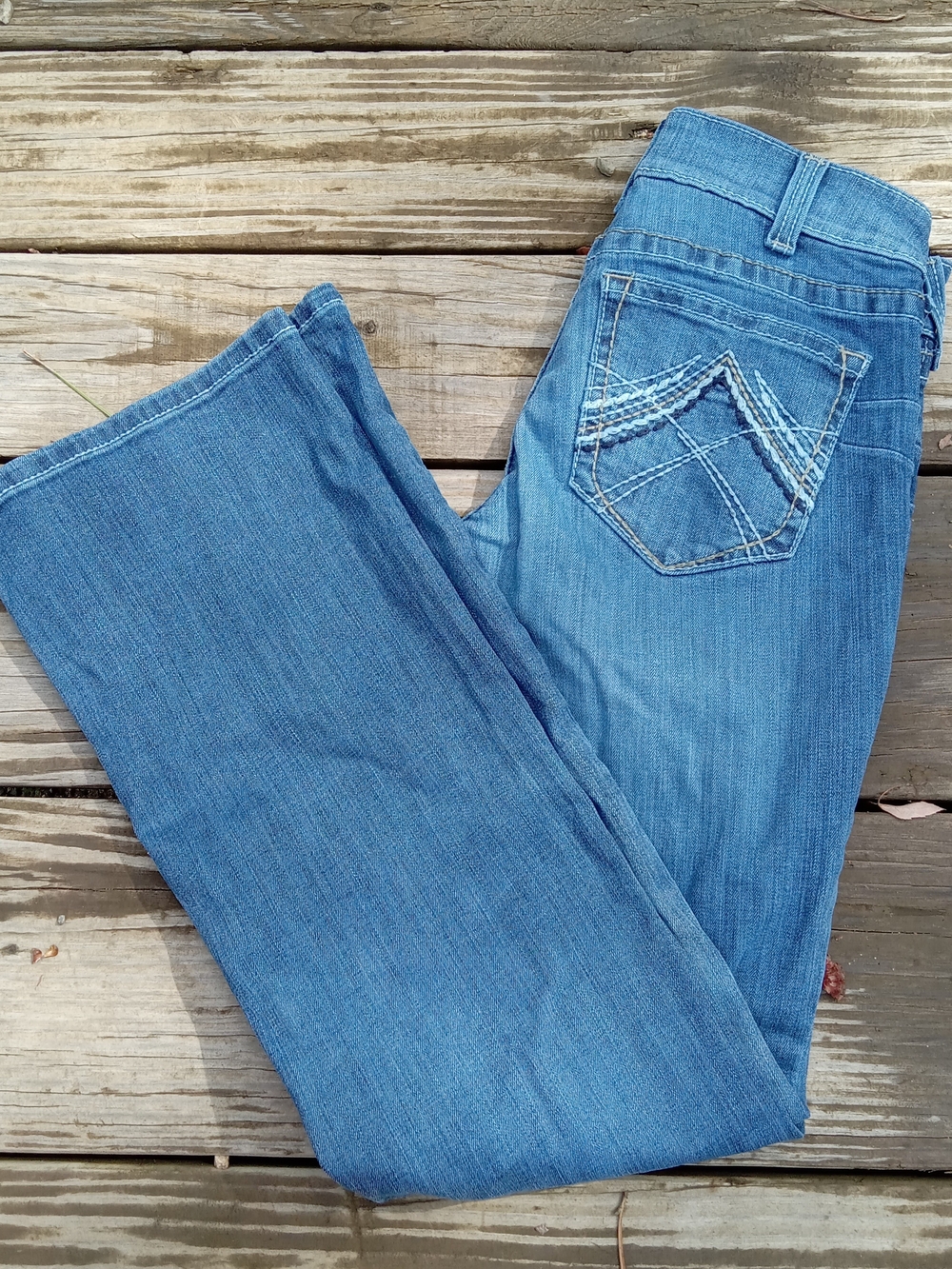 Ariat Low Rise Boot Cut 29 R Women's Blue Jeans Embroidered Back Pocket